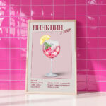 Poster sa receptom za koktel Pink džin i tonik